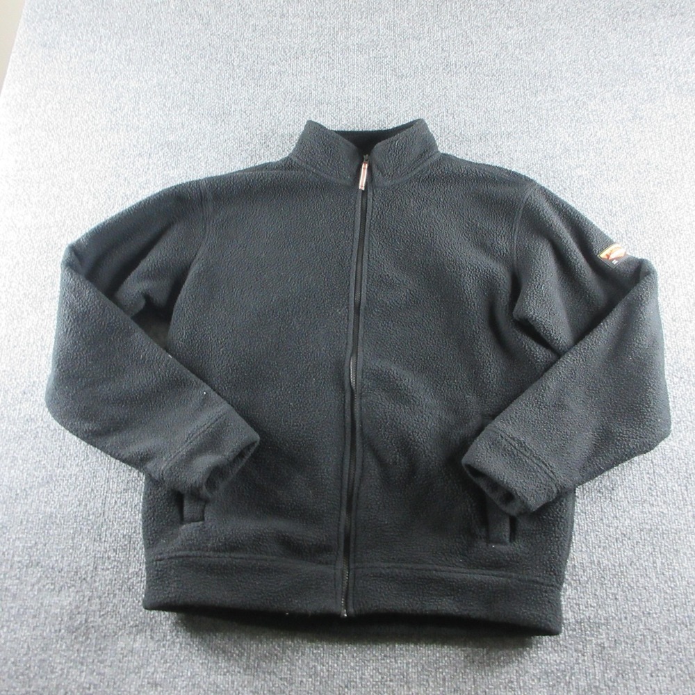 Orvis Jacket Mens M Black Pile Fleece Full Zip Stand Collar Outdoor Hiking Trail